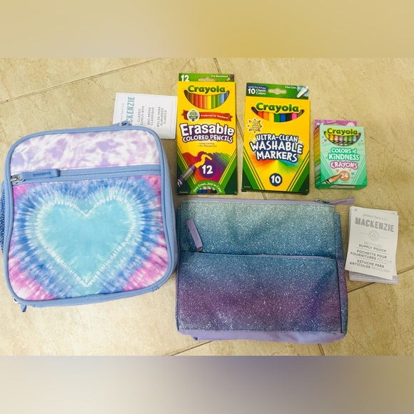 Pottery Barn Kids Mackenzie Heart Tie-Dye Lunch Box, Supplies Pouch, & Crayola - Picture 2 of 14